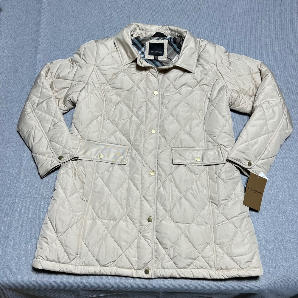 Weatherproof Women Quilted Barn Jacket XL Beige Champagne Snap Front
